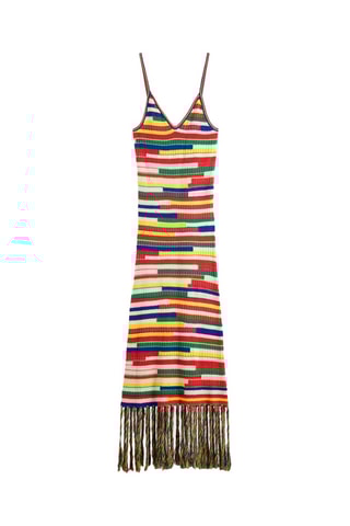 Robe longue - Rouge et écru