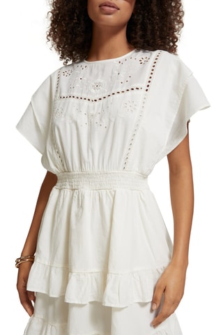 Robe volantée en coton biologique - Ecru