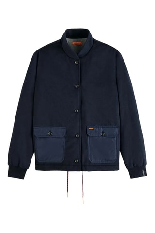Blouson réversible en laine - Bleu marine et kaki