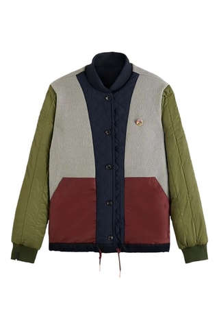 Blouson réversible en laine - Bleu marine et kaki