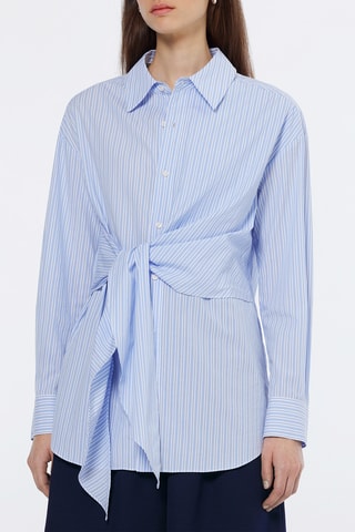 Chemisier noué - Bleu clair et lanc