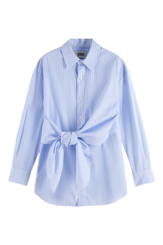 Chemisier noué - Bleu clair et lanc