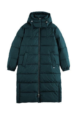 Doudoune longue à capuche - Vert foncé