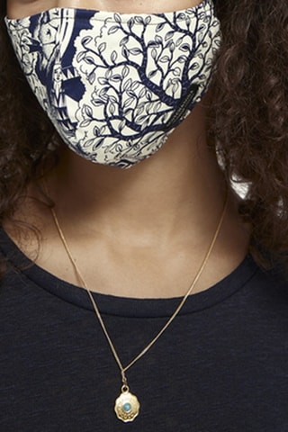 Masque lavable en coton biologique - Blanc et bleu