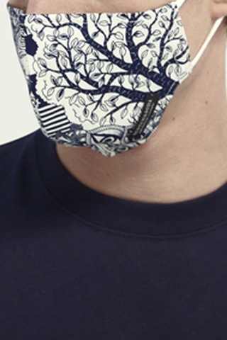 Biologisch Katoenen Wasbaar Mondkapje - Wit en Blauw