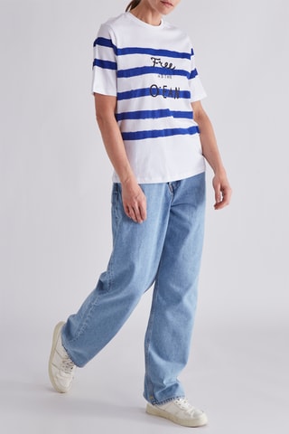 T-shirt regular - Blanc et bleu roi