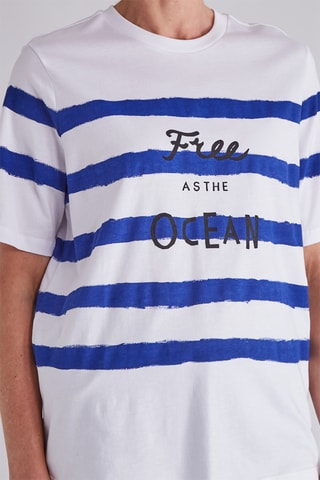 T-shirt regular - Blanc et bleu roi