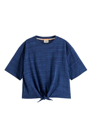 T-shirt noué - Bleu marine chiné