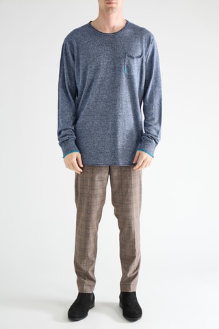 T-shirt en lin - Bleu foncé chiné