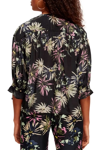 Blouse fleurie - Noir et rose