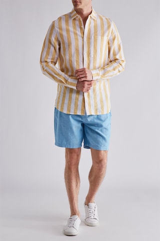 Short droit en lin - Bleu clair