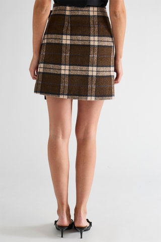 Jupe droite en laine - Marron