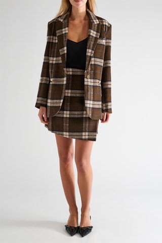 Jupe droite en laine - Marron