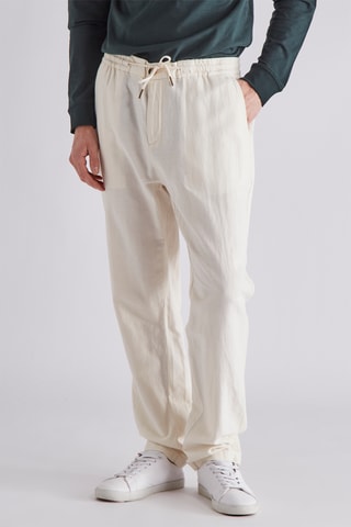 Pantalon en coton biologique et lin - Ecru
