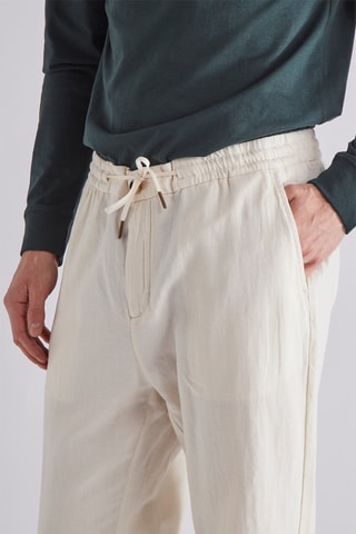 Pantalon en coton biologique et lin - Ecru