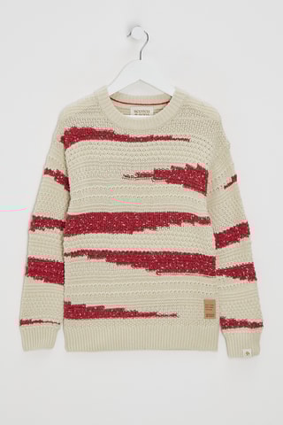 Pull en coton biologique - Beige et rouge