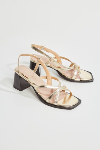 Sandales à talons en cuir - Doré