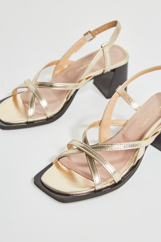 Sandales à talons en cuir - Doré