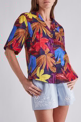 Chemisier en lin - Bleu marine