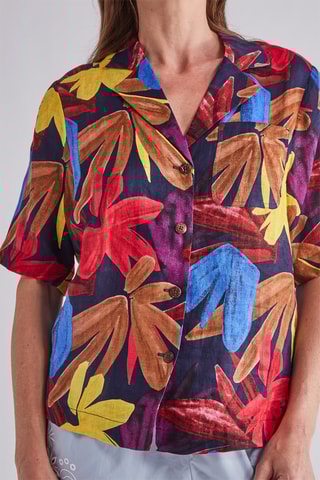 Chemisier en lin - Bleu marine