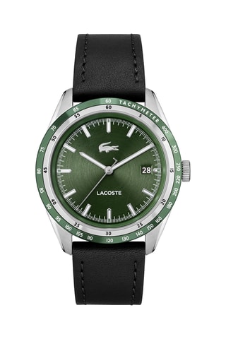 Montre à quartz en cuir - Noir et argenté