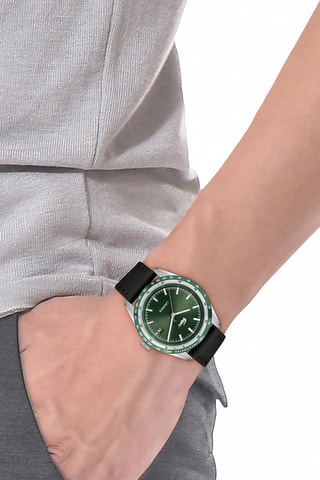 Montre à quartz en cuir - Noir et argenté