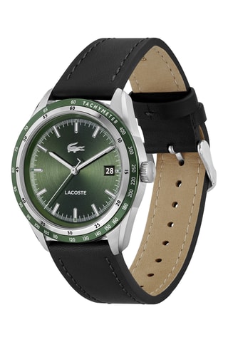 Montre à quartz en cuir - Noir et argenté