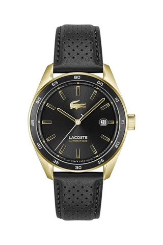 Montre automatique en cuir et plaqué or fin jaune ionique