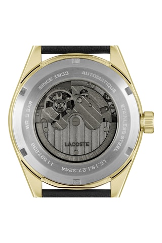 Montre automatique en cuir et plaqué or fin jaune ionique