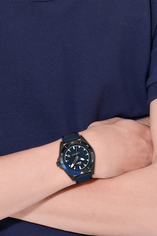 Montre automatique en cuir - Noir et bleu