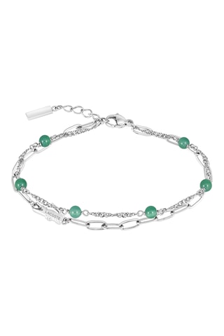 Bracelet - Plaqué or blanc et pierres naturelles