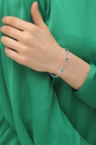 Bracelet - Plaqué or blanc et pierres naturelles