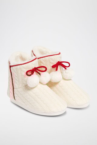Hoge Gevoerde Pantoffels Gaetan - Ecru
