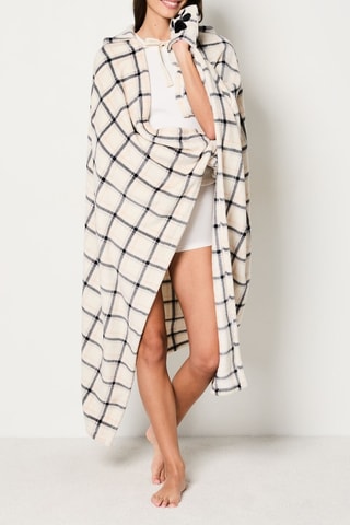 Plaid met Capuchon Maylon - Marineblauw en Ecru