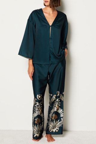 Broek Wilde Placed - Donkergroen