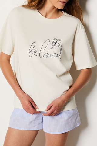 Pyjamashirt Loves -  Wit en Grijs