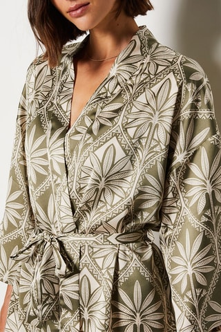 Kimono Silan - Olijfgroen en Ecru