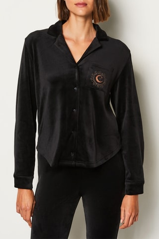 Velours Blouse Marko - Zwart