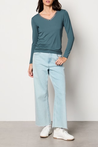 T-shirt Warm Me Up Lace -  Pauwblauw