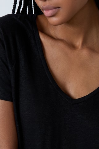 Linnen T-shirt Josie -  Zwart