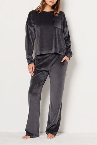 Velours Sweater Polka - Antraciet