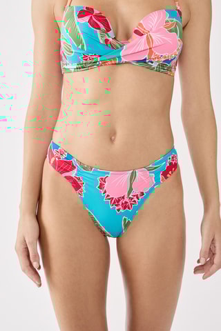Slip bikini Hibiscus - Turchese e verde chiaro