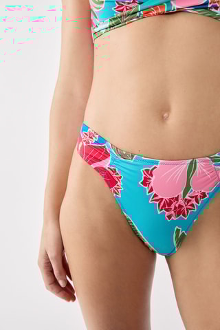 Slip bikini Hibiscus - Turchese e verde chiaro