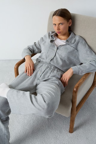 Linnen Broek Hoge Taille Isame - Kaki