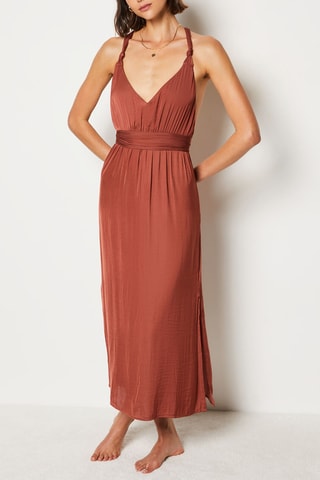 Camicia da notte senza maniche - Marrone