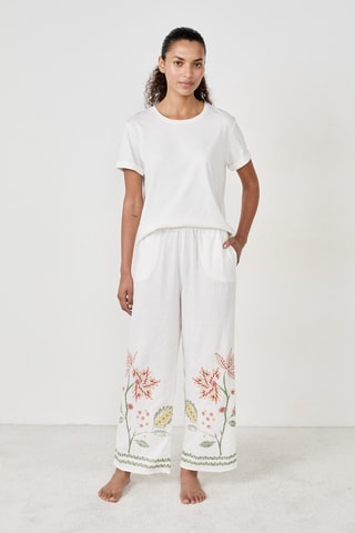 7/8 Linnen Broek Tea - Ecru