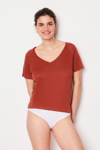 Linnen T-shirt - Roestbruin