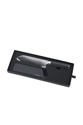 Couteau Santoku en acier inoxydable et bois - 29,5 cm