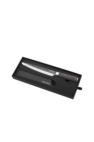 Couteau à trancher en acier inoxydable et bois Rétro - 32,5 cm