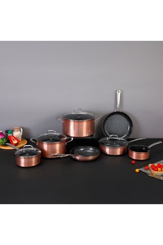 Batterie de cuisine revêtement Greblon® ​Élégance - 9 pièces